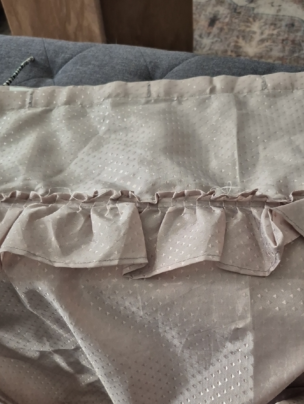 Tan Metallic Ruffled Shower Curtain - Picture 4 of 4